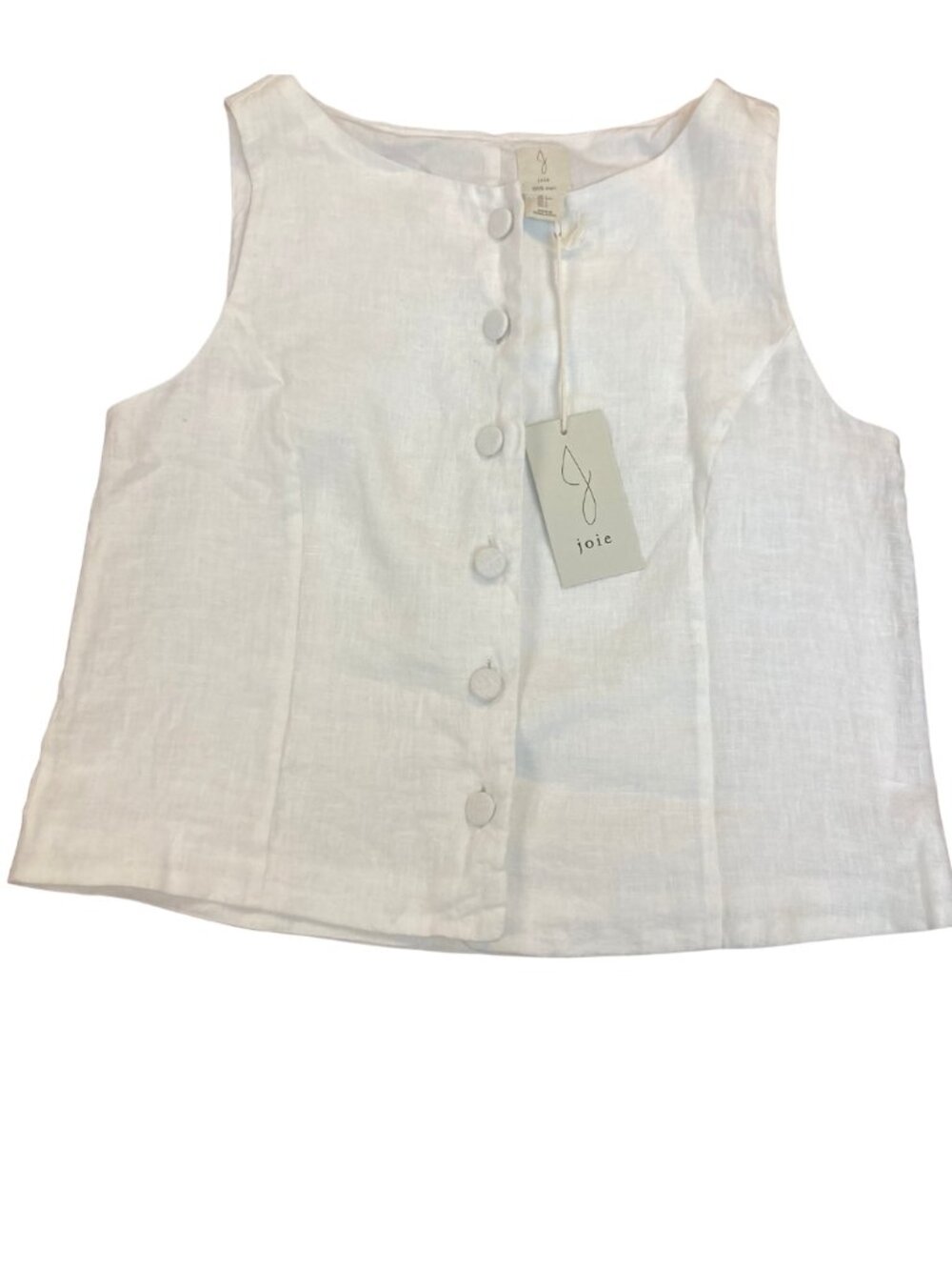 joie 100% Linen Fully Lined White Button Front Vest Size Large